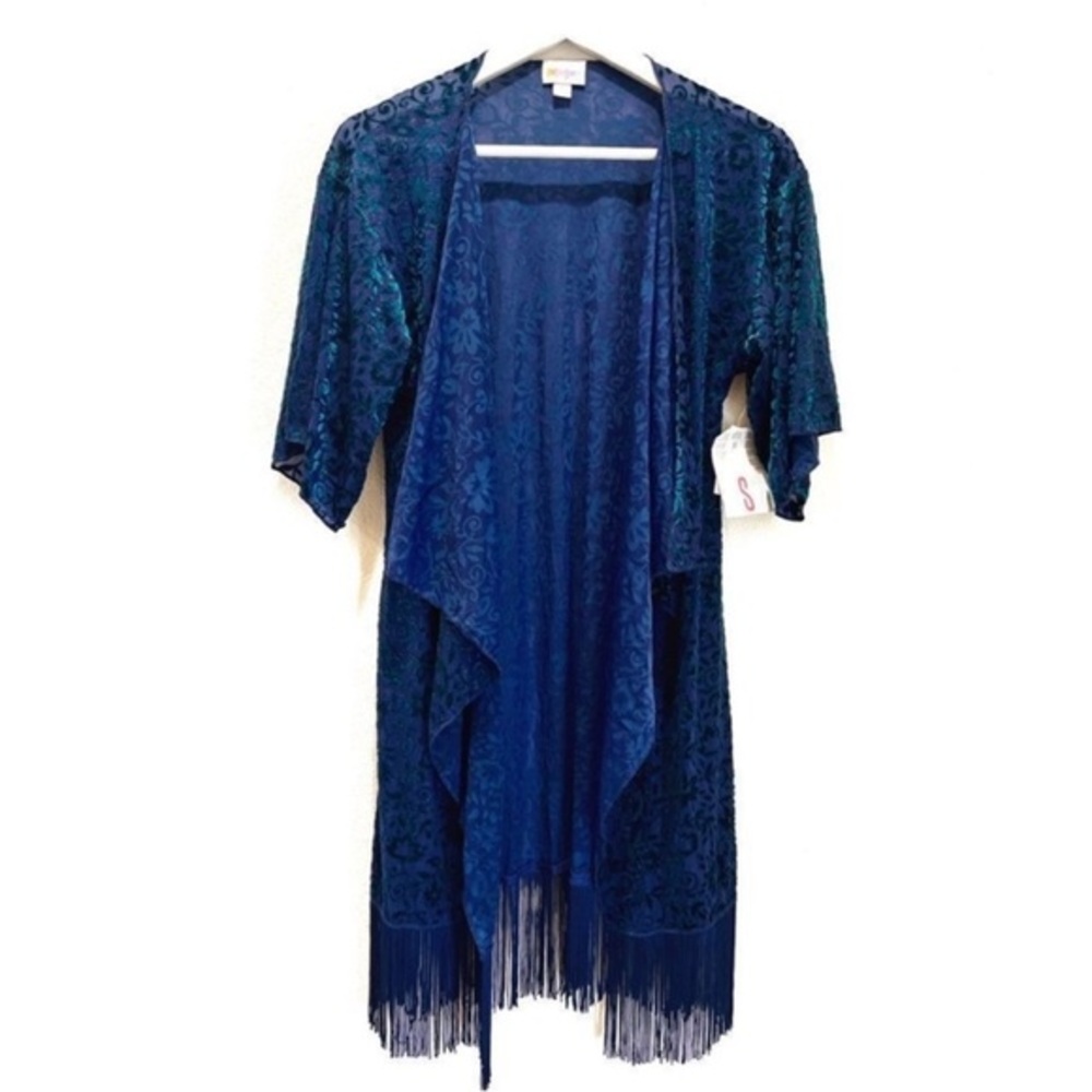 Vintage Gypsy Bohemian Dark Romance Velvet Floral Burnout Fringe Festival Kimono